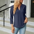 thumbnail image 2 of Women Blouses Animal Print Blouses Loose Long Sleeve Tops Women Pullover Tops Long Sleeve Tee Shirts Graphic Chiffon Wrap Top Dress Suit Petite Womens Tees Undershirt Top Neck Navy 2XL, 2 of 4