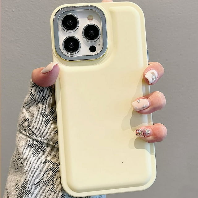 Luxury Plating Design Solid Color Phone Case For iPhone 15 14 13 12 11 Pro Max New Girl Simple All-inclusive Soft Silicone Cover