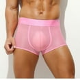 thumbnail image 2 of successthop Mens Underwear Silk Boxer Briefs Cool Mesh Trendy Sport Lightweight Breathable Solid Underpant Pink L, 2 of 7