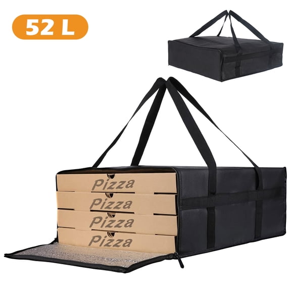 Tripumer Insulated Pizza Delivery Bag, 20 X 20 X 8inch Pizza Insulation Bag, Portable Reusable Food Delivery Bag, Suitable for Catering/Takeout, Black