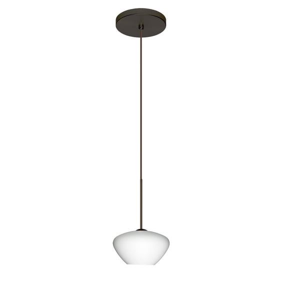 1XT-541007-BR-Besa Lighting-Peri-One Light Cord Pendant with Flat Canopy-5.38 Inches Wide by 3.13 Inches High-Bronze Finish-Opal Matte Glass