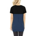 thumbnail image 2 of tklpehg Womens Short Sleeve Tops Leisure Summer Loose Fit Lightweight Blouse Short Sleeve T Shirts Crew Neck Front Twist Basic Color Block Graphic Fashion Tops Blue XXXL, 2 of 7