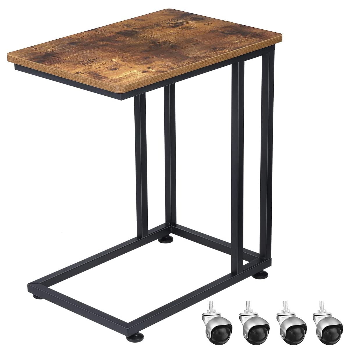 C Table TV Tables End Table Sofa Desk Couch Side Table with Wheels Wood