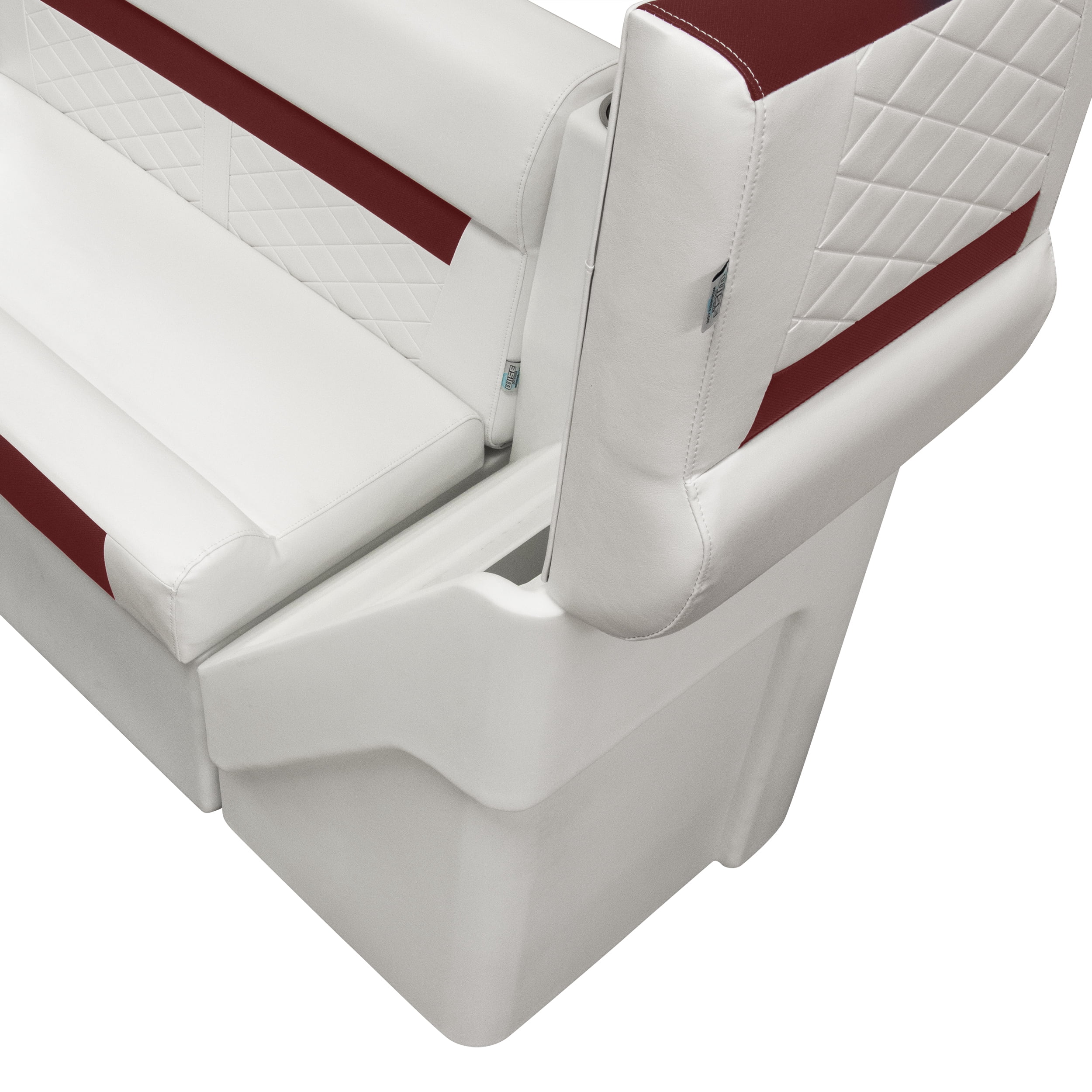 Wise DLX1305L-1906 DLX Series Pontoon Left Radius Lean Back Recliner - White / Crimson Red