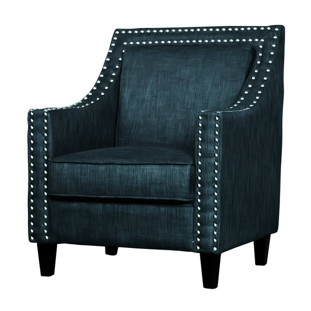 Transitional Nailhead Trim Accent ChairRoyal Blue