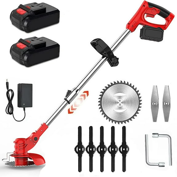 Grass Trimmer Cordless Electric Weed Eaters & Weed Trimmer with 3 Types Blades 2 Batteries Lightweight for Garden Yard Lawn Trimming/Pruning