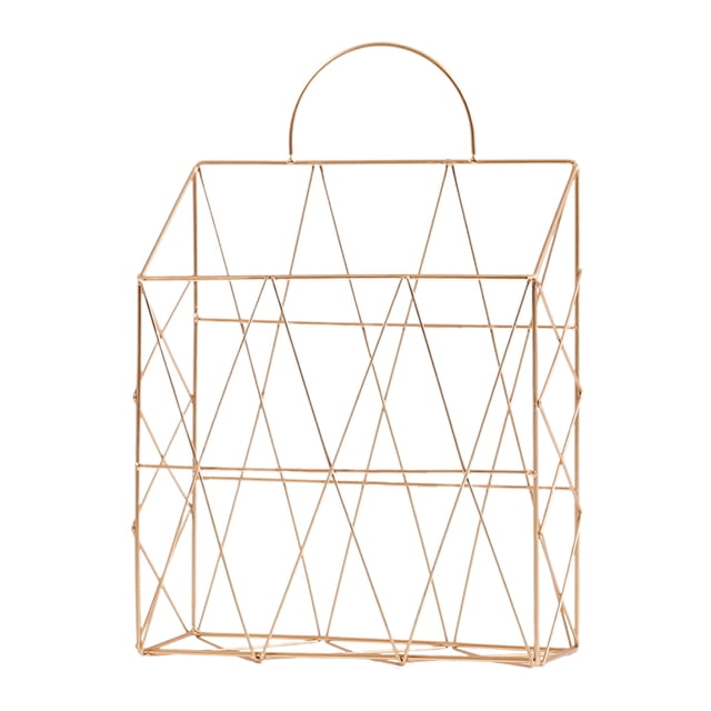 Miangastore 1PC Iron Magazine Handle Storage Basket Wall Hanging Desktop Books Newspapers Storage Holder (Golden)