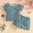 thumbnail image 2 of 12-18 Months Toddler Toddler Girl Outfits Short Sleeves T Shirt Tee Tops + Shorts Cute Outfits Set for 0 6 12 18 24 M 1t 2t 3t 4t 5t 6t Pajamas & Dailywear Set Girls Green Tracksuit, 2 of 5