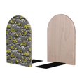 thumbnail image 2 of Zufioo Modern Yellow Excavator Print Wooden Bookends, Metal Bookshelf Non-slip Bookends, Home Furnishings Suitable for Bookcases Offices, 2 of 8