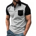thumbnail image 2 of TKKCS Mens Breathable Polo Shirts- Color Block Collared Short Sleeve Casual Lightweight Regular Fit Polos With Chest Pocket Black Size M, 2 of 6