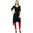 thumbnail image 5 of Phagun Angrakha Style Rayon Womens Tunic Kurta Pom-Pom Designer Kurti Top Indian Clothing, 5 of 7