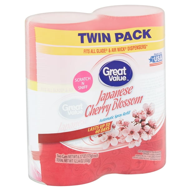 Great Value Japanese Cherry Blossom Automatic Spray Refill Twin Pack, 6