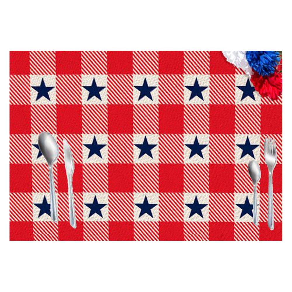 Independence Day Lovely Flag Truck Placemats Set of 4 Washable Holiday Banquet Dining Kitchen Table Mats Cotton Linen Woven Dining Table Mats 12 x 18 
