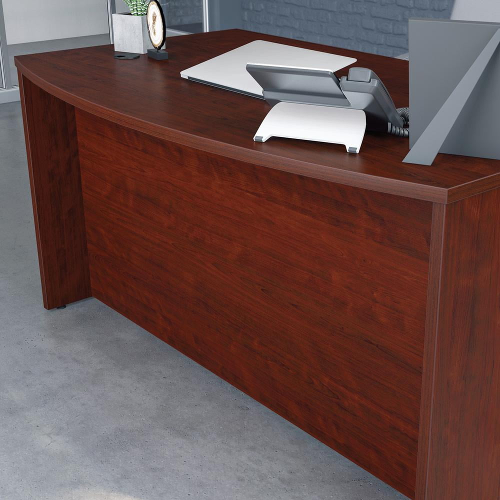 Sauder Affirm Engineered Wood Bowfront Executive Desk in Classic Cherry