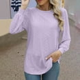 thumbnail image 4 of Aofany Eyelet Blouses for Women Dressy Casual Long Sleeve Shirts Crew Neck Fall Trendy Tops, 4 of 8