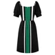 thumbnail image 5 of Vestido sin mangas de rayas verticales para mujer negro blanco y verde vestido de fiesta de lujo vestidos de baile vestidos de noche, 5 of 6