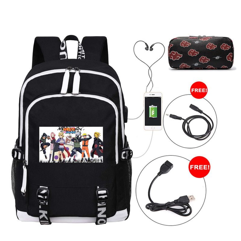 Cosstars Your Name Anime Sac décole Laptop Backpack Étudiant Sac à Dos avec Port de Charge USB Noir 1