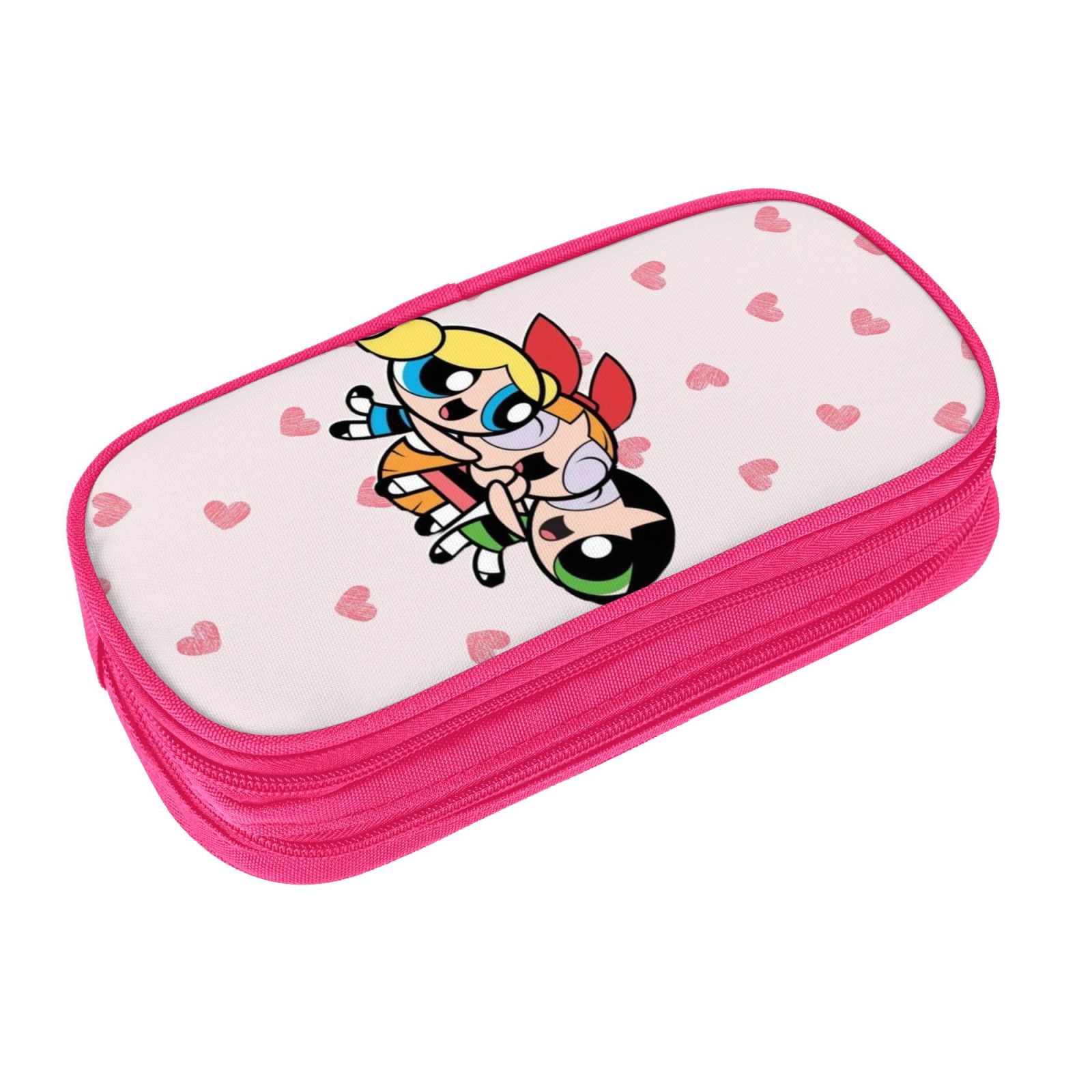 The Powerpuff Gi-rls Pencil Case Large Capacity Pencil Pouch Pen Bag Office Stationery Organizer Travel Makeup Bag Pink