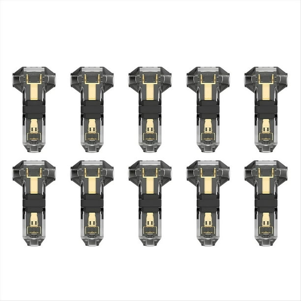 Conectores de Empalme de Cables en T para 16-20 AWG, 3 Vías, 1 Pin, Conectores de Cable de Bajo Voltaje, 10 Unidades, Sin Soldadura, Sin Pelado de Cables.