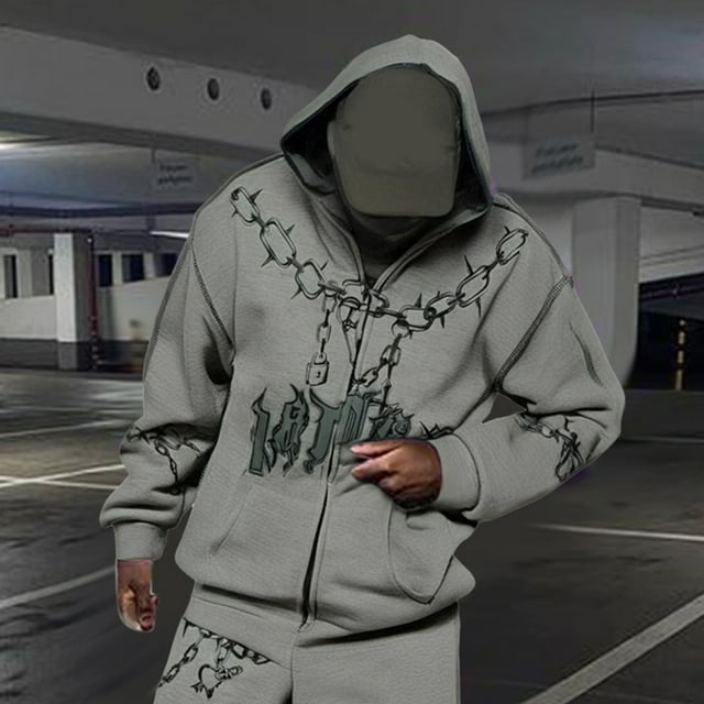 WILLBEST Sudadera con Capucha para Hombre y Mujer, Estilo Hip Hop, Informal, Estilo Urbano, con Cremallera y Capucha XGrande