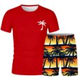 thumbnail image 3 of Afdoent Men's 2 Piece Short Set Mens Hawaiian Crew Neck Short Sleeve T Shirt And Printed Shorts Two Piece Set Vacation Beach Leisure, 3 of 4