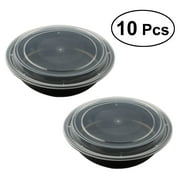 10PCS 1000ML Disposable Plastic Bowl Take Out Containers Food Storage Box with Lids - Round