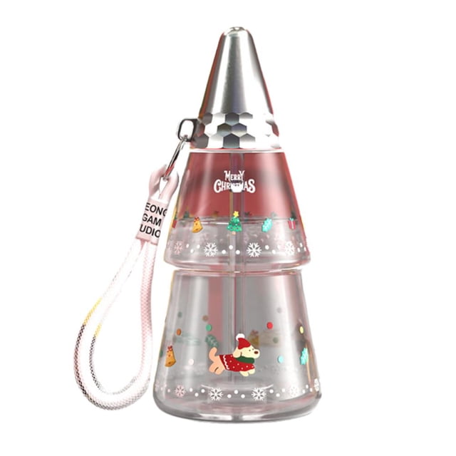 SGACAI Suministros de decoración navideña, botella de agua con forma de árbol de Navidad, linda botella de agua con forma de árbol de Navidad, vasos reutilizables con forma de árbol de Navidad y pa