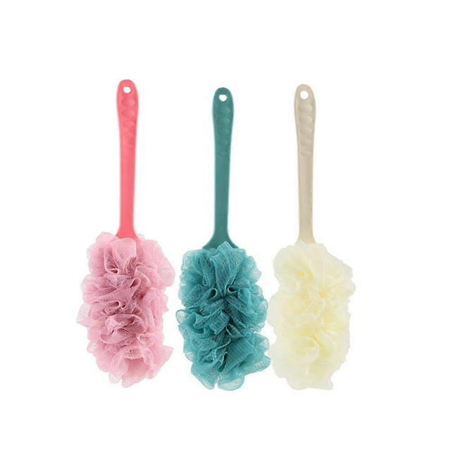 3 Pcs Bath Scrubber Back Bath Sponge Loofah A Stick Back Washer Shower Shower Loofah Body Scrubber