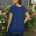 thumbnail image 3 of TQWQT Plus Size Tops for Women Dressy Cute Womens Plus Size Basic Plain Tops V Neck Criss Cross Plus Size Top 2x Short Sleeves Dressy Casual Tee Shirts Women Loose Fit Clothes Dark Blue L, 3 of 4