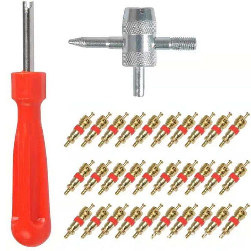 and 4 in 1 Tyre Valve Repair Tool and 30pcs Valve Cores PhoenixDN 32 PcsTire Valve Repair Tool Kit 4-Way Valve Tool with Single Head Valve Removers Red Car Tyre Valve Repair Tool Set for Tire 