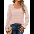 thumbnail image 1 of Blusas Tipo Túnica de Larga Abullonada con Cuello Cuadrado para Mujer, Estilo Casual y Moderno para Otoño Rosa XL, 1 of 8