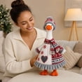 thumbnail image 7 of 23 Inch Porch Goose Outfit Winter Knit Sweater Dress with Pom Pom Beanie and Scarf for Outdoor Christmas Front Porch Holiday Decoration, 7 of 7