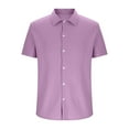 thumbnail image 5 of LODIENY Mens Short Sleeve Dress Shirts Wrinkle Free Casual Stretch Button Down Business Shirts Summer Untucked Dress Shirt Wedding Prom Tops Purple S, 5 of 7