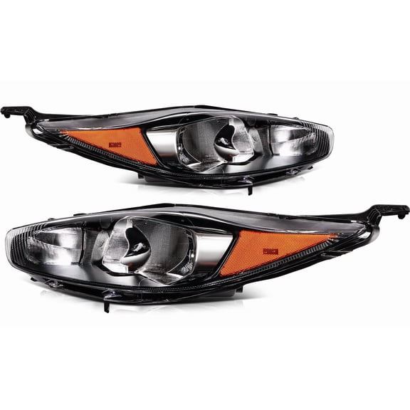 Pair Black For 2014-2018 Ford Fiesta Housing Headlamps Headlights Assembly RH LH