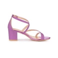 thumbnail image 4 of BLISSFUL STEP Women's Open Toe Sandal Glitter Crisscross Strap Block Heel Prom Sandals Purple 8.5, 4 of 8