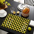 thumbnail image 3 of Yellow and Black Checkered Pattern Summer Placemats Table Placemats Set Of 6-Linen Kitchen Washable Placemats Table Mats 11.8"x17.7" Non-Slip Heat Resistant, 3 of 5