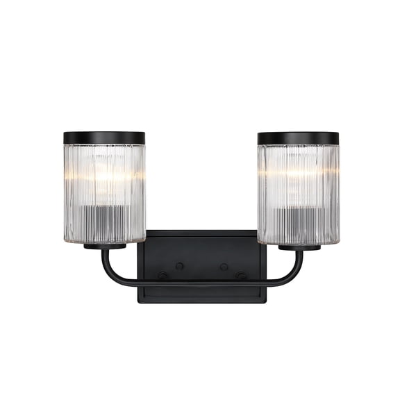 Aspen 16 in. 2-Light Matte Black Vanity Wall Light for Bathrooms