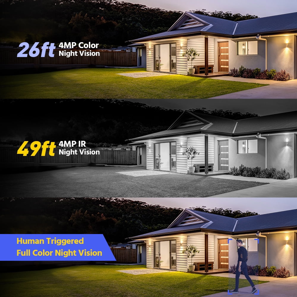 ANNKE 4MP 2K Wireless Security Camera Outdoor, 5MP 2-Cam Kit Solar Surveillance System, PIR Human Detection, 360° Pan&Tilt, Compatible with Alexa, Color Night Vision, No Monthly Fee