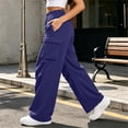 thumbnail image 5 of Womens Cargo Sweatpants Ruched High Waisted Sweat Pants Athletic Solid Color Casual Wide Leg Joggers Loose Fall Pants with Pockets, 5 of 7