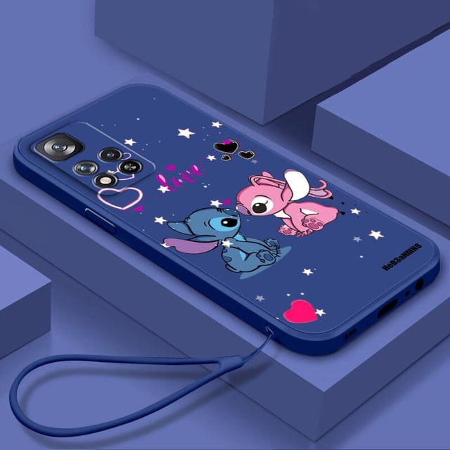 Funda de TPU con cuerda líquida para Xiaomi, carcasa bonita de Disney, Stitch, Cool Love, Redmi Note 11, 11S, 11T, 10S, 10, 9S, 9T, 9, 8T, 8 Pro Plus, 5G Fivean unisex