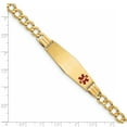 thumbnail image 3 of Primal Gold 14 Karat Yellow Gold Semi-solid Medical Soft Diamond Shape Red Enamel Curb Link ID Bracelet, 3 of 3
