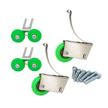 

Durable Sliding Door Pulley 2 Upper and 2 Lower Rollers Sliding Door Accessories 1 Set Silent Heavy Duty Iron Door Pulley for Home Closet