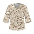 thumbnail image 3 of Hvot&aat Women's 3/4 Sleeve Tops V Neck Fashion Printed T-shirt Casual Regular Blouse Soft Daily Blouse, 3 of 4