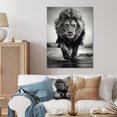 thumbnail image 2 of Designart "Monochrome Lion Dash in Savannah" Animals Lion Metal Wall Art Prints, 2 of 5