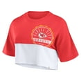 thumbnail image 2 of Women's Fanatics Red/White Kansas City Chiefs Boxy Color Split Cropped T-Shirt, 2 of 3