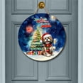thumbnail image 2 of Merry Christmas and Happy New Year Santa Shih Tzu Holiday Xmas Winter Round Wood Sign Lion Dog Lover Gifts Hanging Wall Home Decor - 00024, 2 of 5