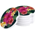 thumbnail image 1 of FMSHPON Red Hibiscus Green Plant Set of 4 Car Coaster for Drinks, Absorbent Ceramic Stone Coasters Cup Mat with Cork Base for Home Kitchen Room Coffee Table Bar Decor, 1 of 5