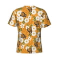thumbnail image 6 of Qekee White Floral and Butterflies Classic Fit T-Shirt Men's Shirt Men's Tight Short Sleeves for Exercise, Running, Mountaineering - White Floral and Butterflies, 6 of 9