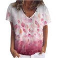 thumbnail image 2 of DPTALR T-Shirt à Col en V Imprimé pour Femmes Manches Courtes Tee Décontracté Blouse, 2 of 5