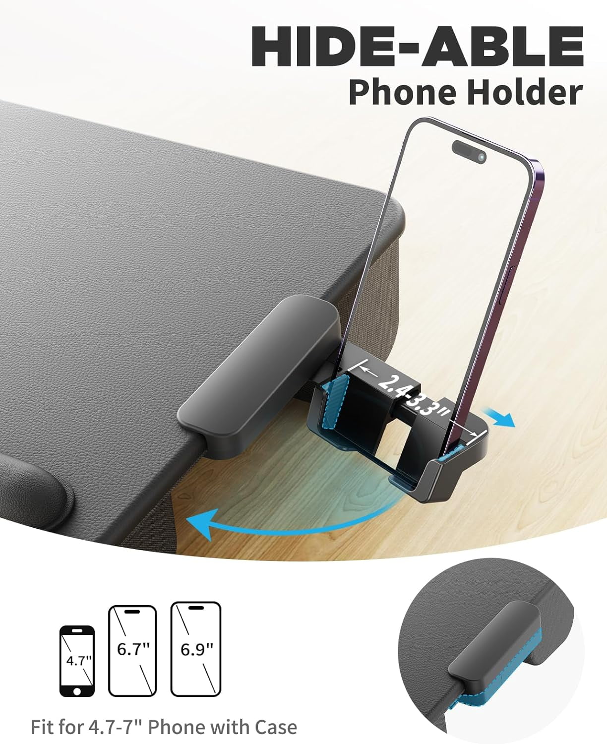 Laptop Lap Desk, Portable Laptop Desk for Bed - Fits Up to 17" Laptops & MacBook,Lightweight Lap Tray Table,Black